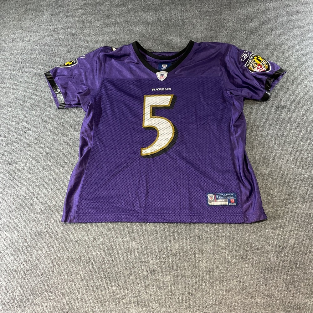 Reebok Baltimore Ravens Joe Flacco 5 NFL Jersey Womens Large Purple Mesh